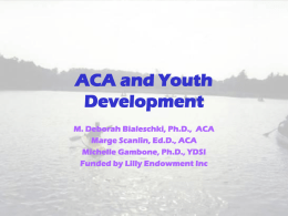 Youth Development (ACA and youth develpoment)