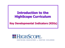 Preschool Teacher Introduction to the High/Scope Curriculum