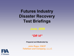 Futures Industry DR Testing Workshops