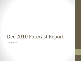 Dec 2010 Forecast Report