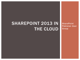 User Group Meeting - Dec 2012: SharePoint In The Cloud