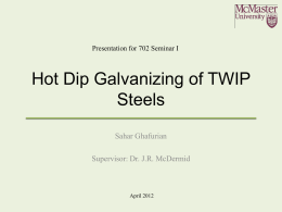 Hot Dip Galvanizing of high manganese TWIP steels