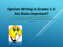 Opinion Writing in Grades 1