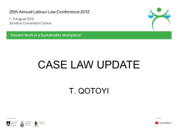 Case Law Update Mr Thanduxolo Qotoyi