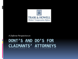 DoNT’s and do’s for claimants’ attorneys