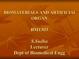 Notes of Lesson on BIOMATERIALS AND ARTIFICIAL ORGAN