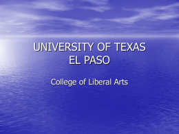 UNIVERSITY OF TEXAS EL PASO - Academics Portal Index > …