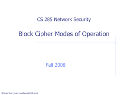 CS 291 Special Topics on Network Security