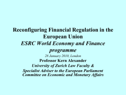 Financial supervision and crisis management in the EU