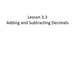 Lesson 4.2 Adding and Subtracting Decimals