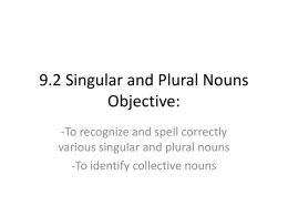 Singular and Plural Nouns - St Eugene Catholic School