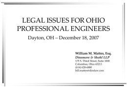 LEGAL ISSUES FOR OHIO PROFESSIONAL ENGINEERS