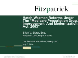 Hatch-Waxman Reforms Under The 'Medicare Prescription Drug