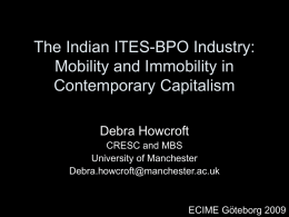 The Indian ITES-BPO Industry: Mobility, immobility and