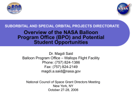 SUBORBITAL AND SPECIAL ORBITAL PROJECTS DIRECTORATE