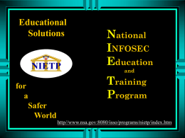 National INFOSEC Education & Training Program
