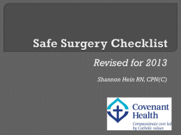 Safe Surgery Checklist - Covenant Health Canada