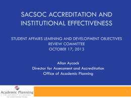 Institutional effectiveness and accreditation