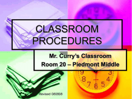 CLASSROOM PROCEDURES - Welcome to San Jose Teach