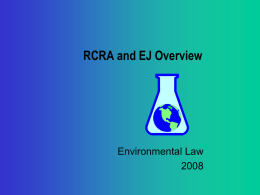 RCRA Overview - Control Panel