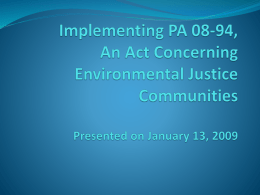 Implementing An Act Concerning Environmetnal Justice