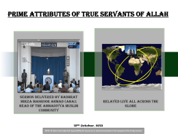 Prime Attributes of True Servants of Allah