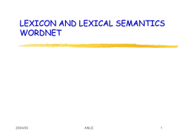 Lectures on Lexicon, WSD, and Lexical Acquisition