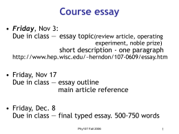 Course essay - University of Wisconsin–Madison