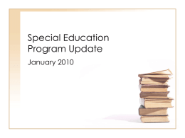 Special Education Program Update