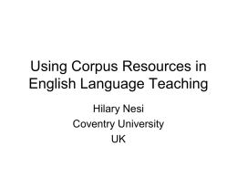 The Role of Corpora in ELT