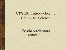 CPS120: Introduction to Computer Science