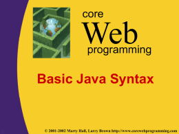 CWP: Basic Java Syntax - University of Southern California