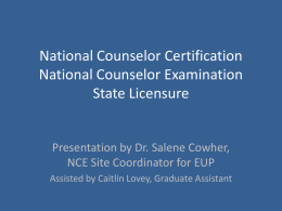 National Counselor Examination National Certified