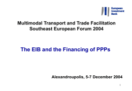 The role of EIB in Public Private Partnerships in Europe