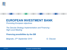 European Investment Bank: Guy Clausse (Director Projects