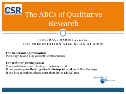 THE ABCs OF QUALITATIVE RESEARCH