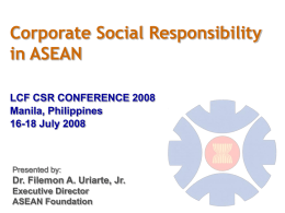 Corporate Social Responsibility: The ASEAN Perspective
