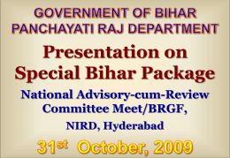Presentation on Special Bihar Package Plan - 31st Oct