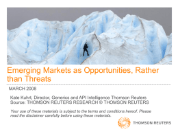 Emerging Markets as Opportunities, Rather than Threats