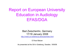 Report on European University Education in Audiology