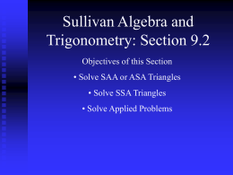 Sullivan Algebra and Trigonometry: Section 9.2