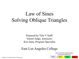 Law of Sines Solving Oblique Triangles