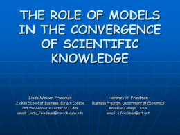 THE ROLE OF MODELS IN THE CONVERGENCE OF SCIENTIFIC …