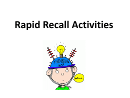 Rapid Recall Activities - St John's Primary School
