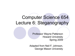 Computer Science 654 Chapter 15: Steganography