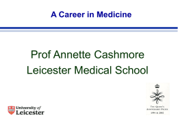 A Career in Medicine - University of Leicester