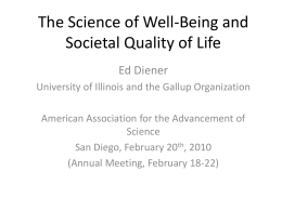 The Science of Well-Being and Societal Quality of Life