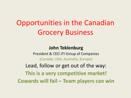 Opportunities in the Canadian Grocery Business