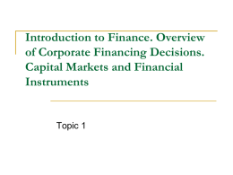 Introduction to Finance. Overview of financial management.