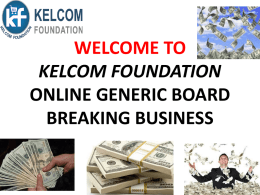 WELCOME TO KELCOM FOUNDATION ONLINE GENERIC …